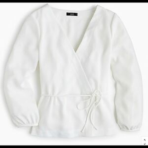 J. Crew V-Neck Drapey Crepe Faux-Wrap Top